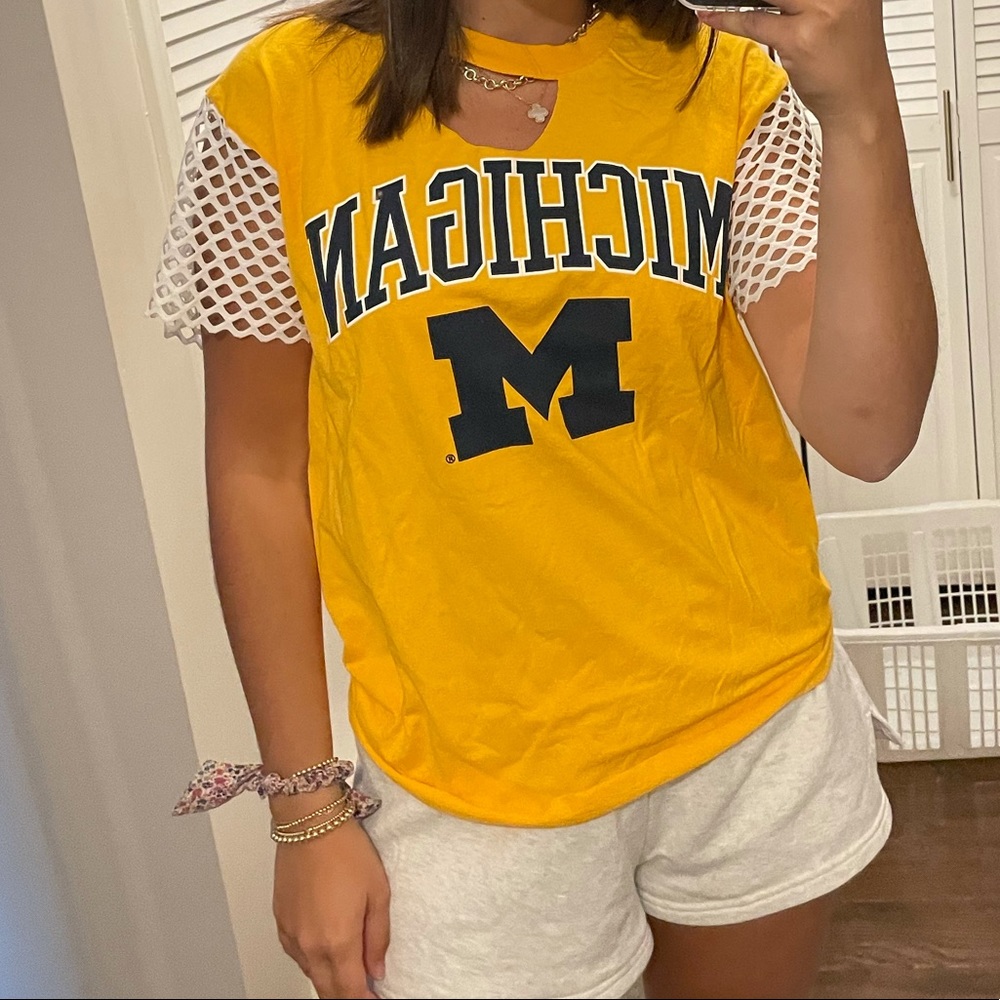 Never Worn “By Gabby” Michigan mesh T-shirt Size M